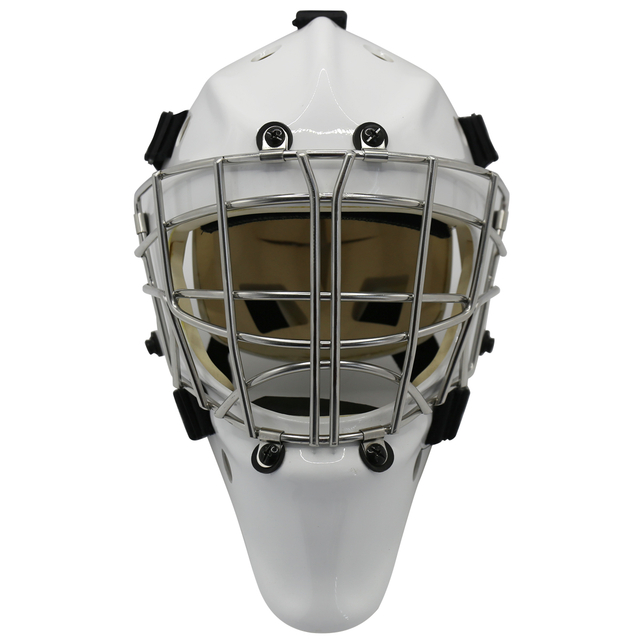 흰색 강철 머리 보호용 아이스하키 골키퍼 헬멧